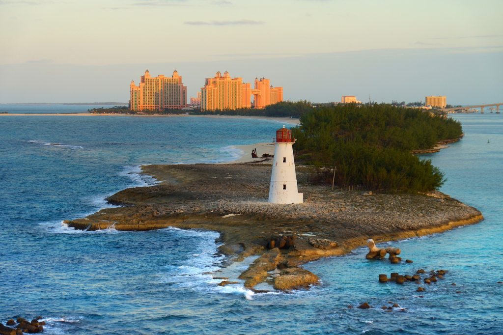 Photo of lighthouse on a small island in the Bahamas